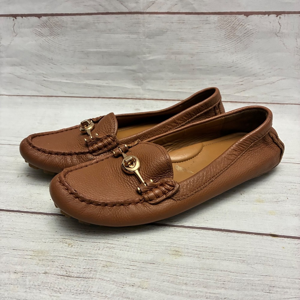 Coach Arlene Driving Loafers Womens 6.5B Brown Leather Turnlock Mocs